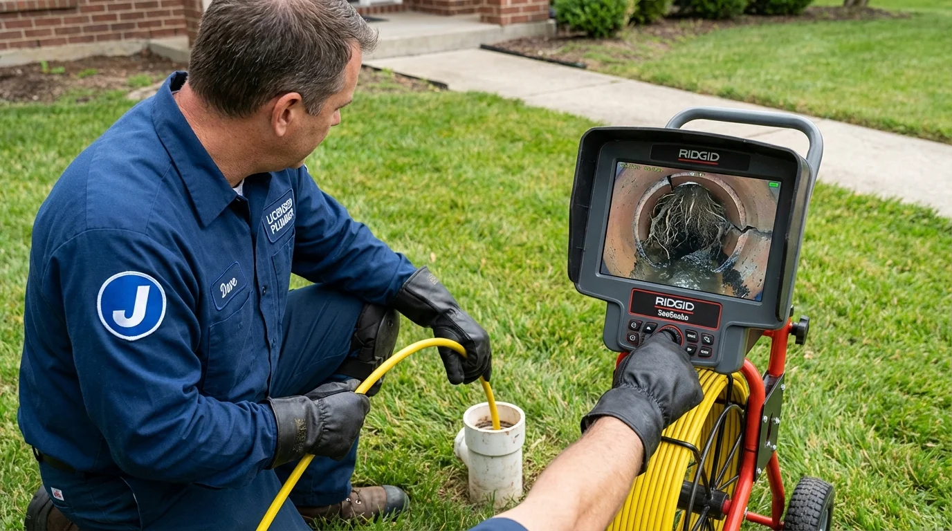 Sewer camera inspection being performed by Johns Plumbing LLC in Gill